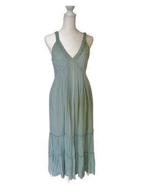 In Loom Light Blue Wash Tiered Midi Dress. Size Small